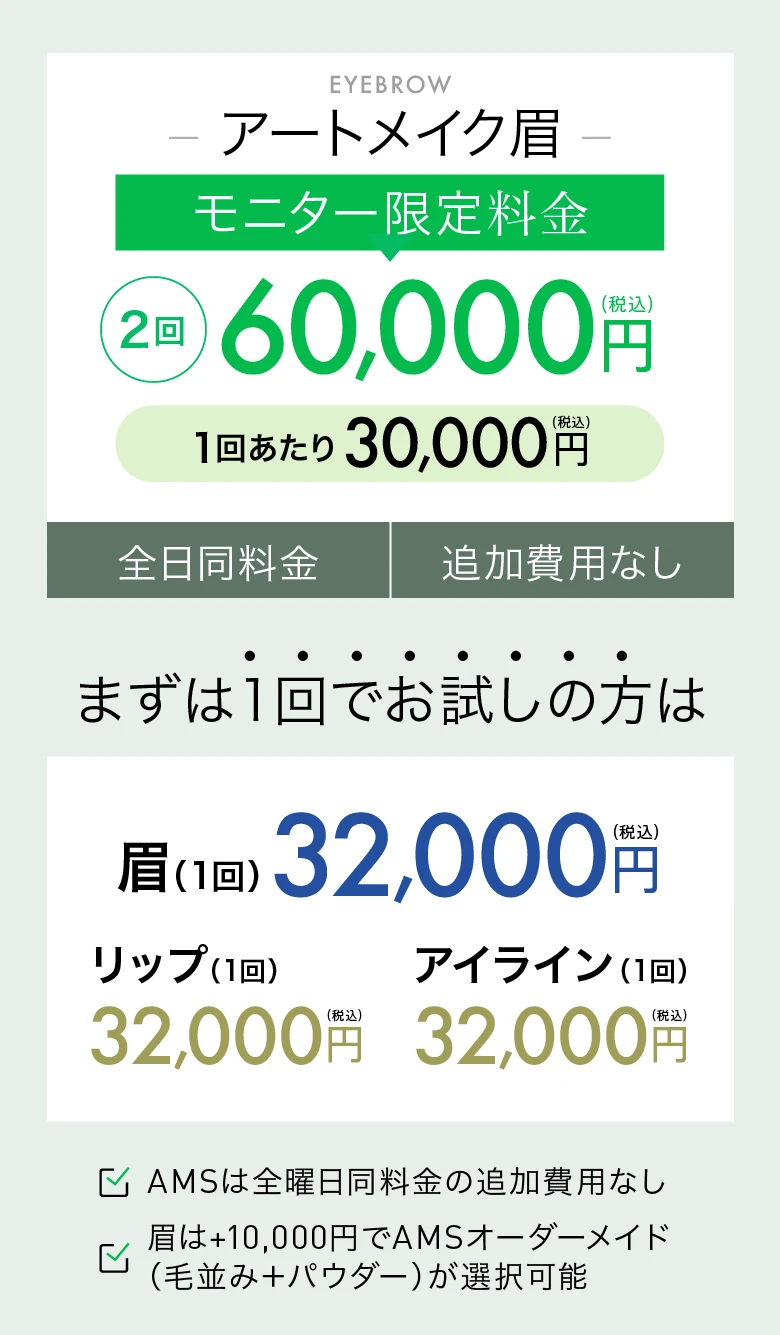 モニター限定 眉（2回）60,000円（税込）