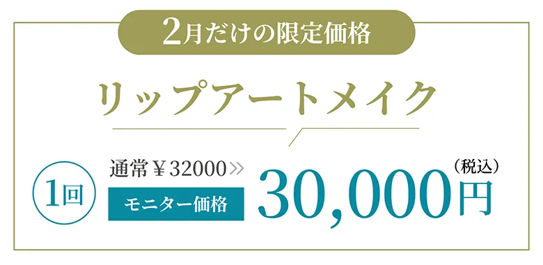 リップアートメイク1回30,000円（税込）